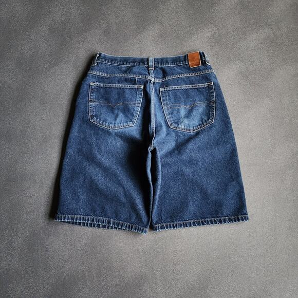 Vintage Y2K Baggy Anchor Blue Denim Jean Shorts 36 - Picture 1 of 10